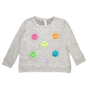 SEQUIN SMILEY FACE HACCHI SWEATSHIRT