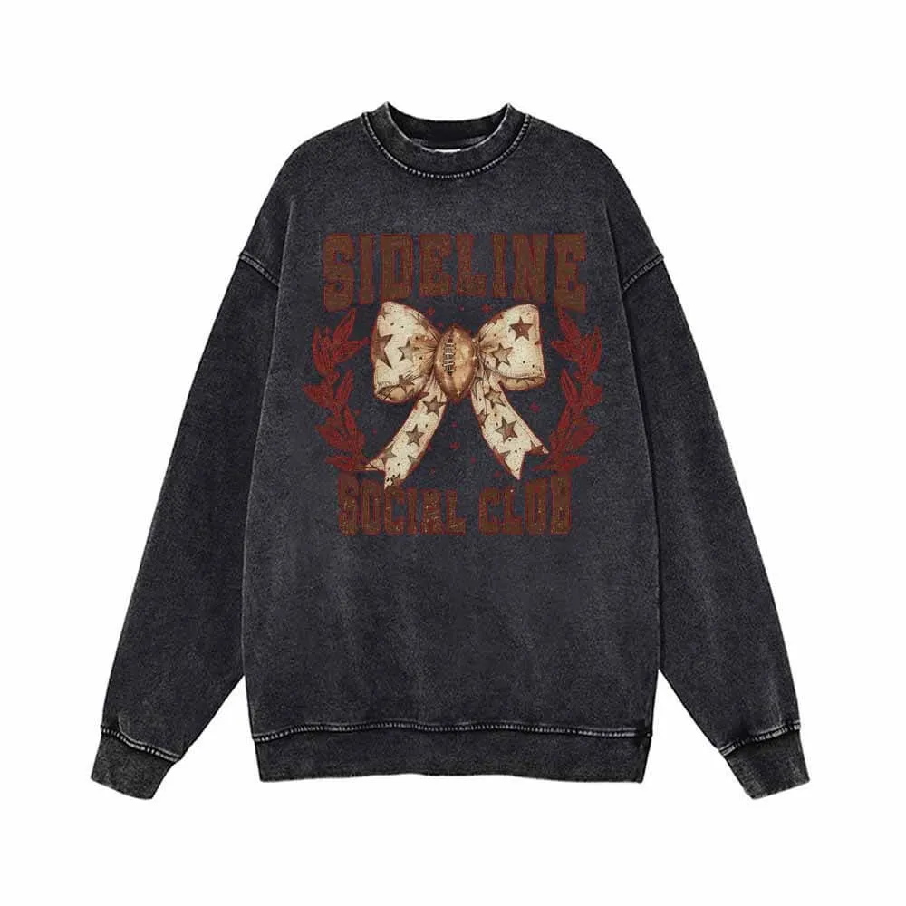 Sideline Social Club Bow Vintage Washed Hoodie Sweatshirt