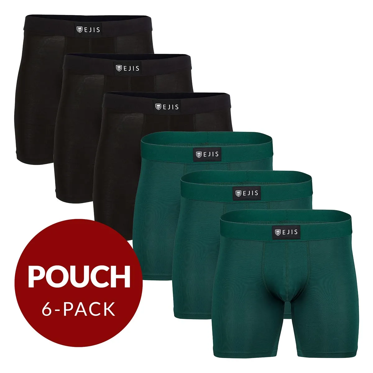 Sweat Proof Men's Boxer Briefs with Pouch - Mix 6-Pack (3x Black, Green)