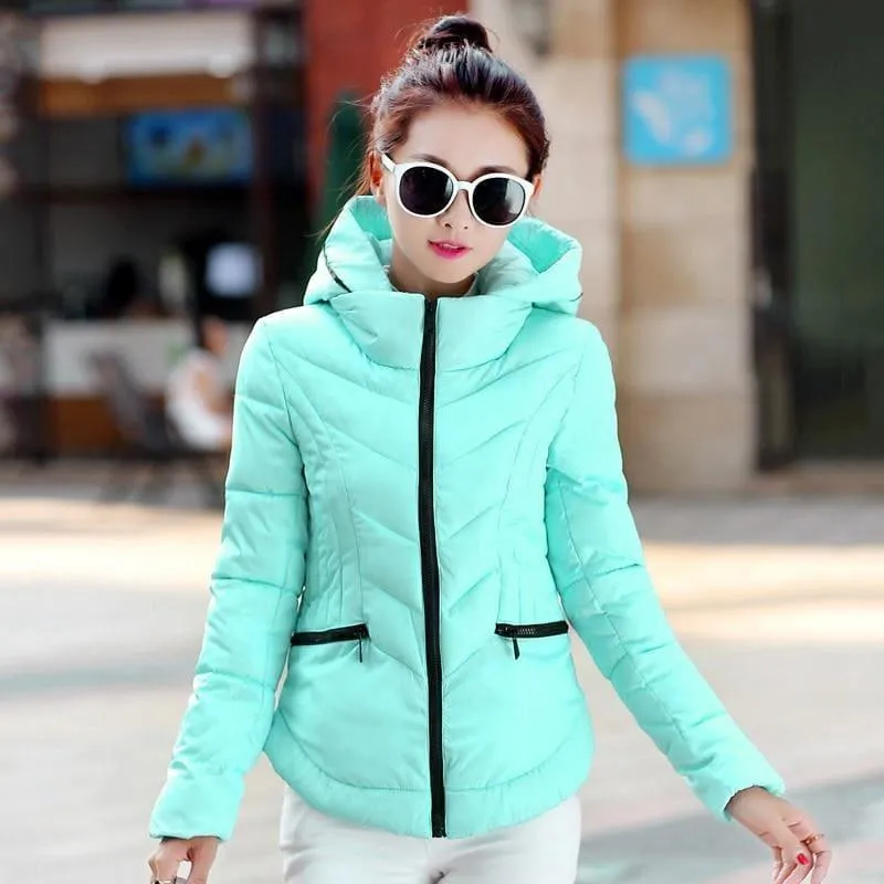 Thick Parka Cotton Hooded Fur Collar Short Winter Coat