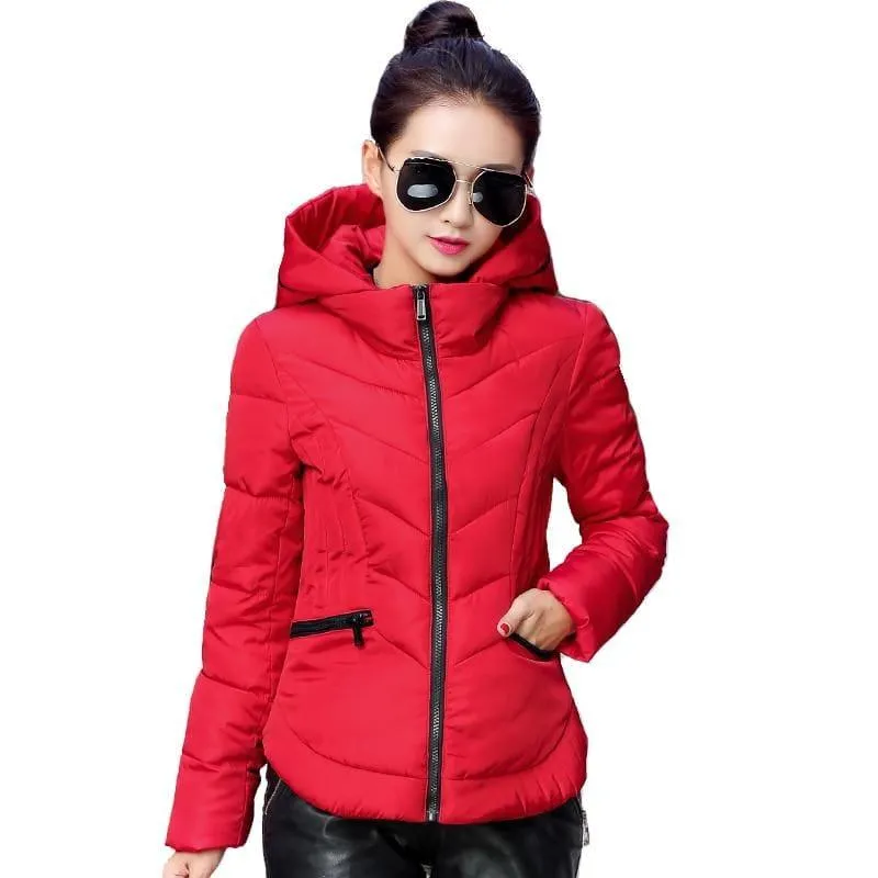 Thick Parka Cotton Hooded Fur Collar Short Winter Coat