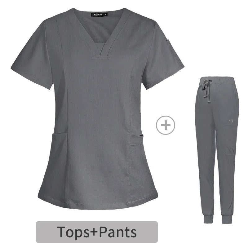 V-neck Short Sleeve Medical Scrubs (6 Colors)