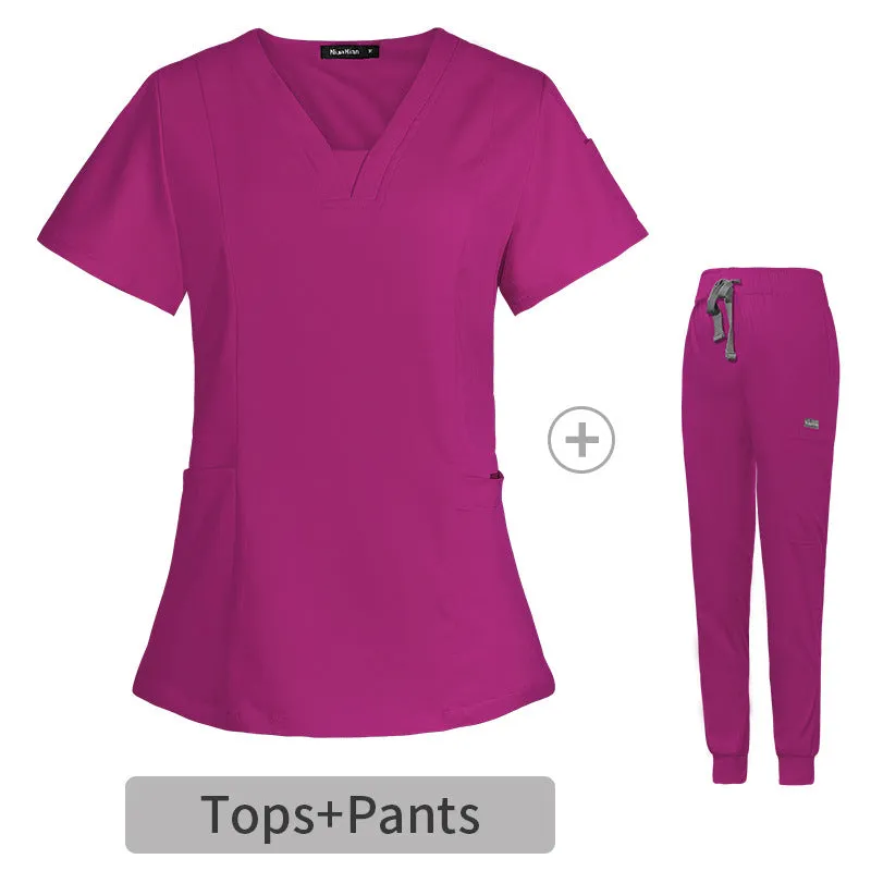 V-neck Short Sleeve Medical Scrubs (6 Colors)