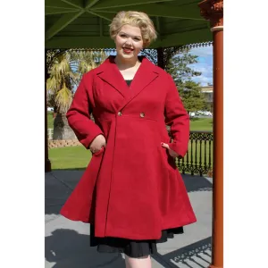 Wine Red Fit And Flare Coat