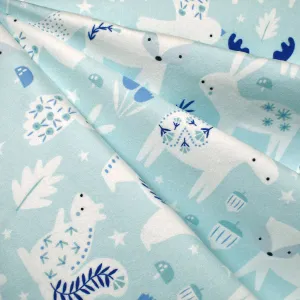 Winter Night Arctic Critters Cotton Flannel Mist